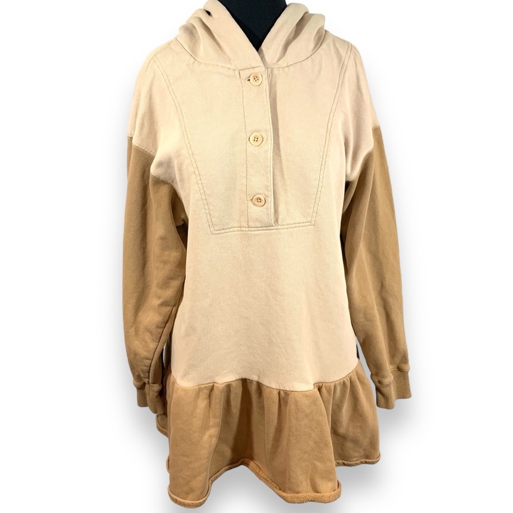Something Navy Cream and Tan Hoodie Dress